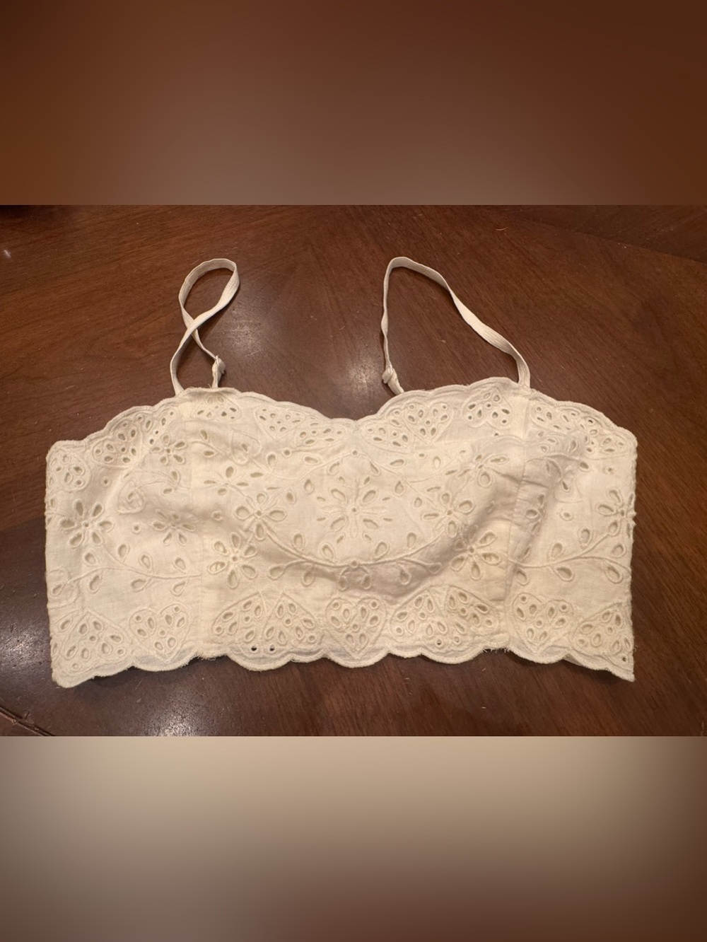 NWT Madewell White Eyelet Linen-Blend Crop Tank Top Bralette Cami - Size 0 New